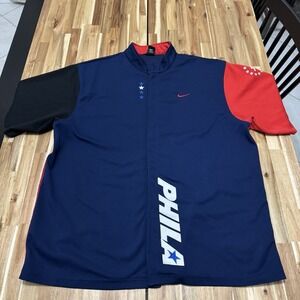 Vintage Philadelphia 76ers Jacket Mens 3XL Nike Full Zip Warm Up NBA Shirt